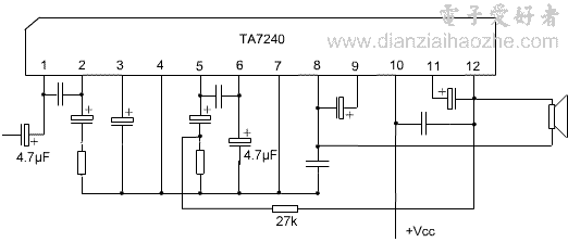 TA7240功放OTL接法与BTL接法电路图