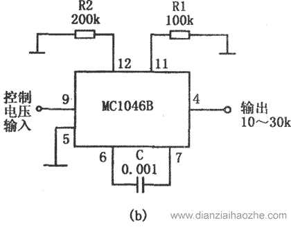 MC1046B构成的压控正弦波振荡电路
