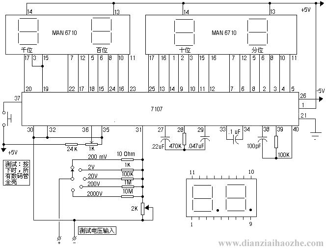 ICL7107芯片数字电压表