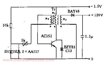 -1.5v/+120v直流电压变换器