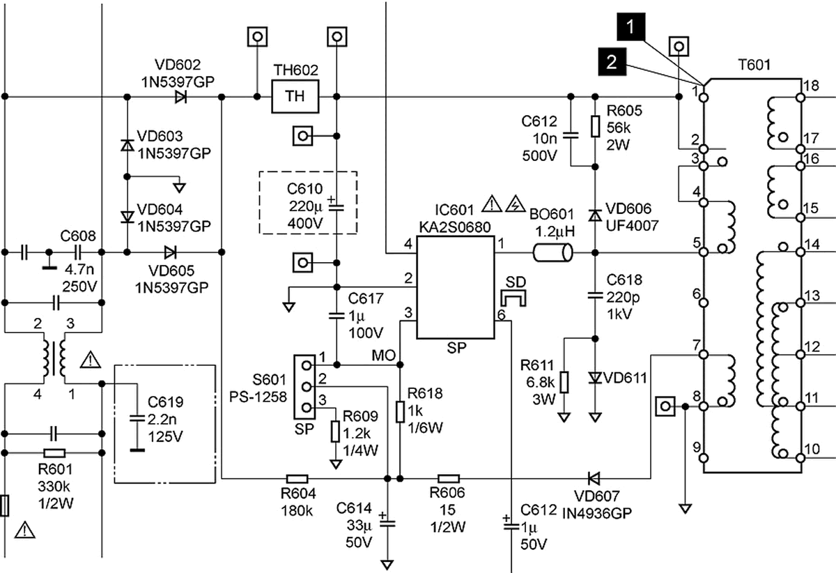 三星710S显示器电源部分电路图