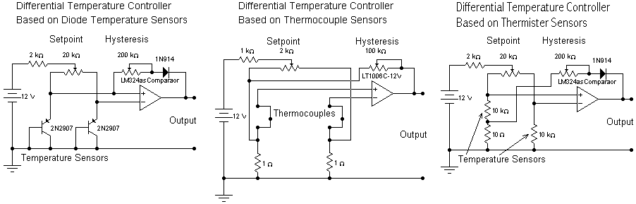 差分温度控制器三种电路