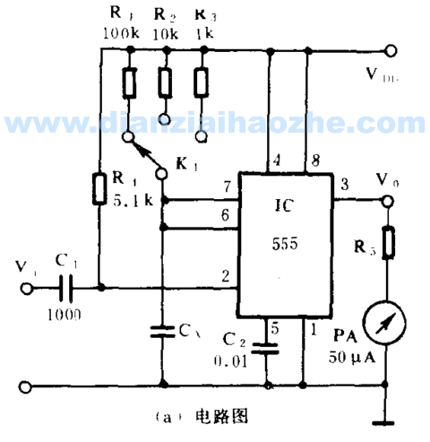 555单稳电路用作电容表或电阻表