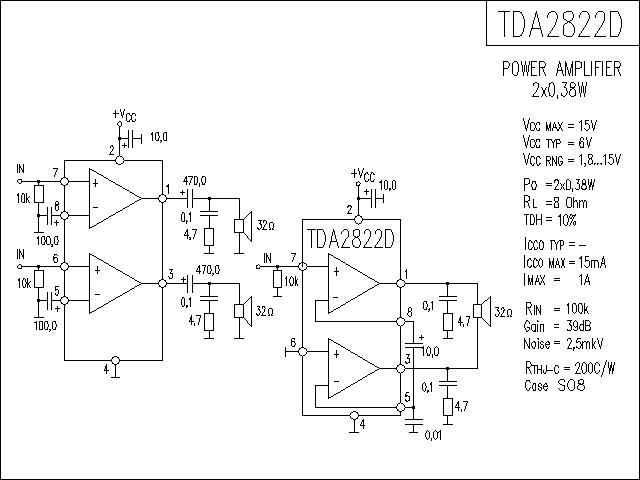 TDA2822D功放电路图