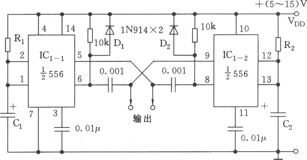 556双无稳态同步多谐振荡器