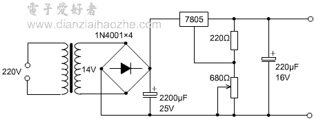 用7805制作连续可调稳压电源