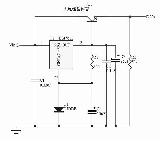 7812稳压扩流电路图片