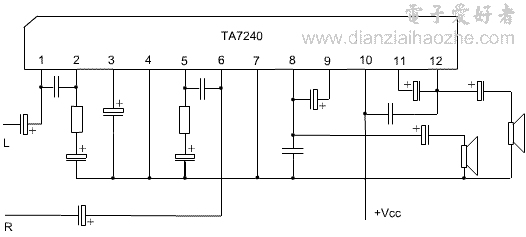 TA7240功放OTL接法与BTL接法电路图