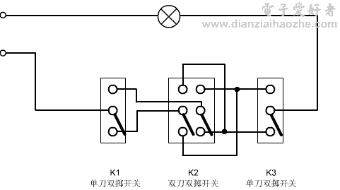 双控开关接线图；三控开关接线图