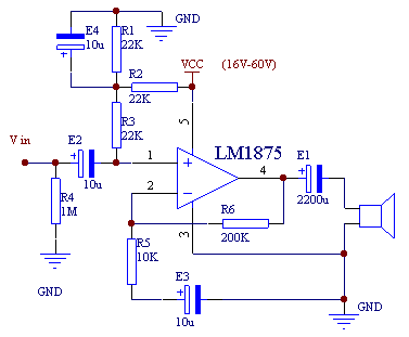LM1875单电源接法与双电源接法