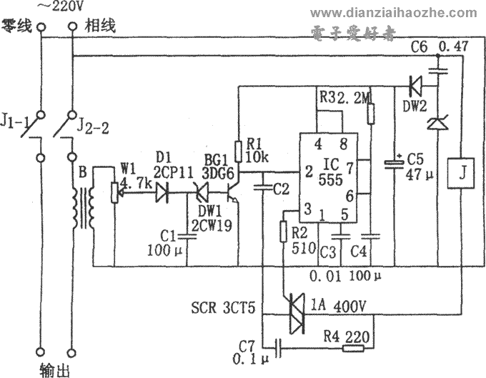 220V电源限流保护器电路图