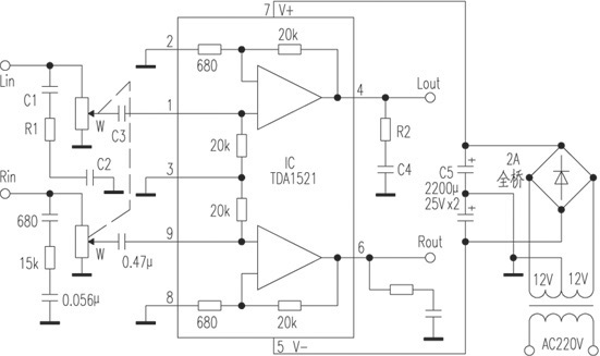 TDA1521功放电路图