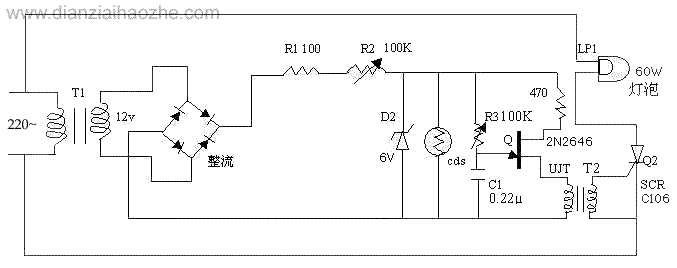 光控照明灯电路