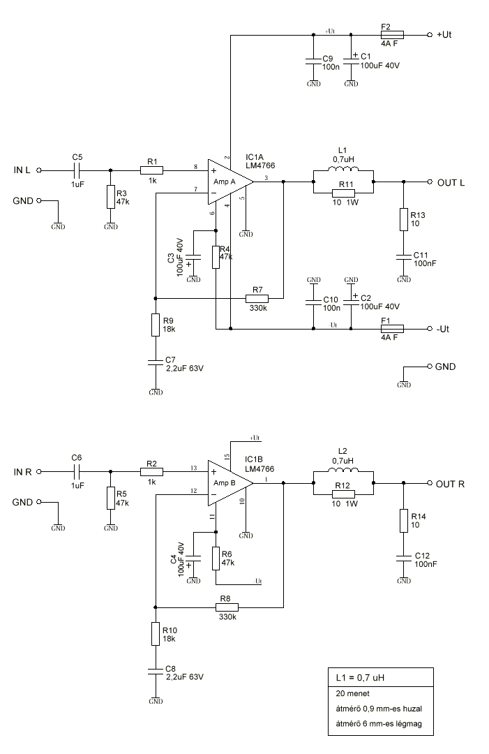 LM4766在双声道高保真功放中的应用电路