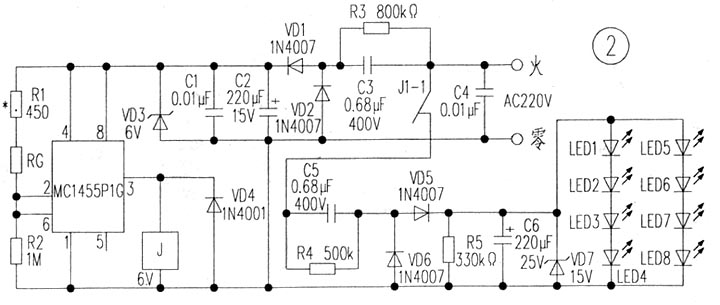 光控LED灯电路