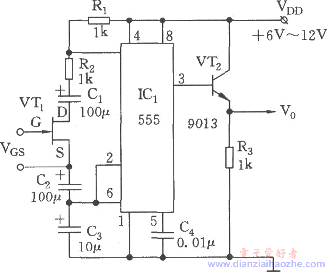 555时基构成的可调占空比压控式振荡器