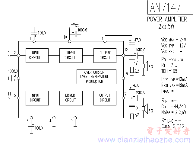 AN7147音频功放IC电路图