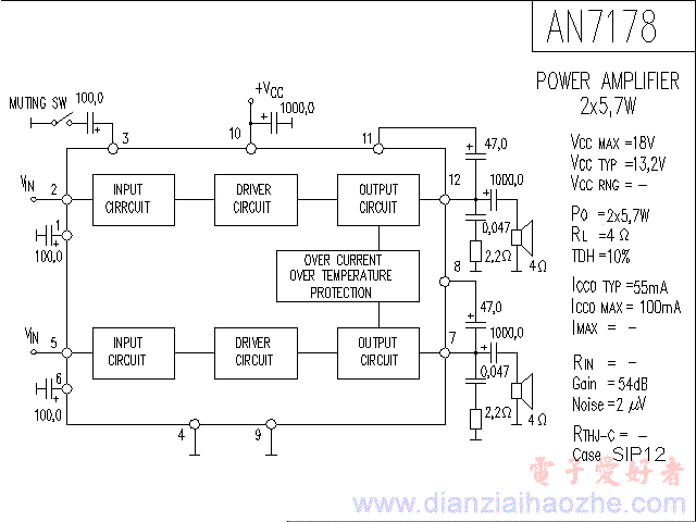AN7178音频功放IC电路图