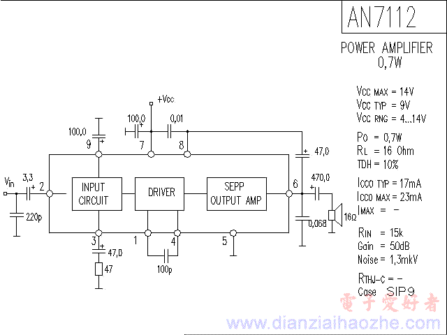 AN7112音频功放IC电路图