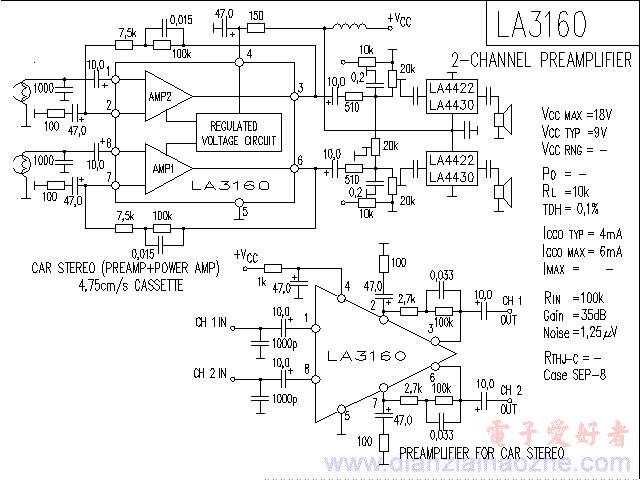 LA3160音频功放IC电路图