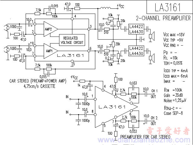 LA3161音频功放IC电路图