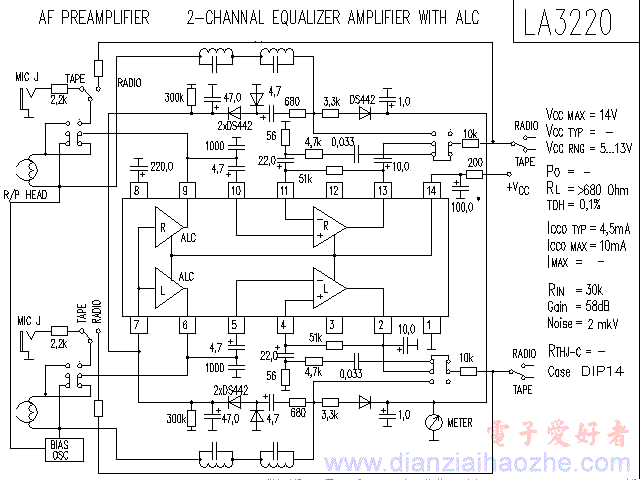 LA3220音频功放IC电路图