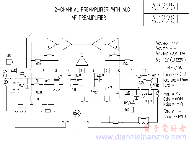 LA3225T/LA3226T音频功放IC电路图