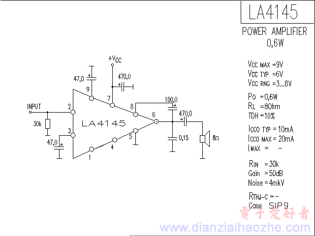 LA4145音频功放IC电路图