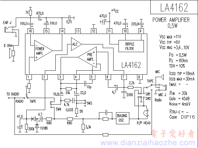 LA4162音频功放IC电路图