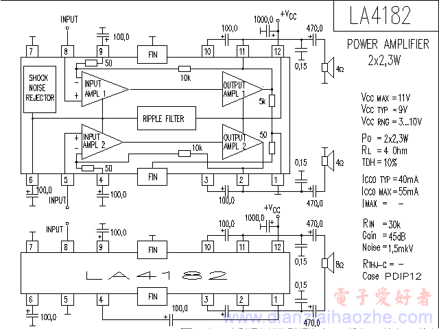 LA4182音频功放IC电路图