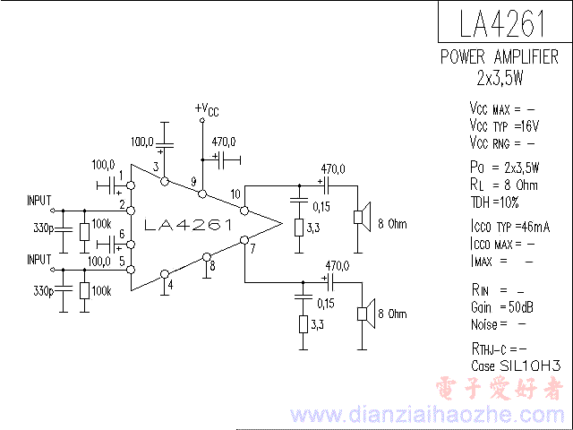 LA4261音频功放IC电路图