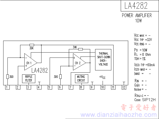 LA4282音频功放IC电路图