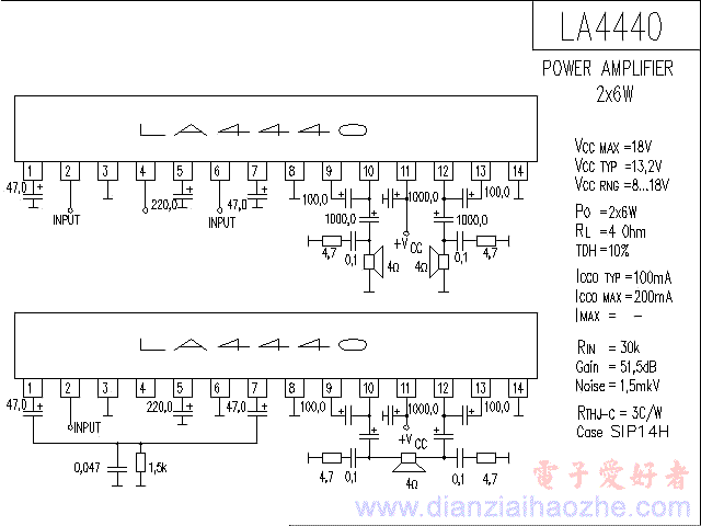 LA4440音频功放IC电路图