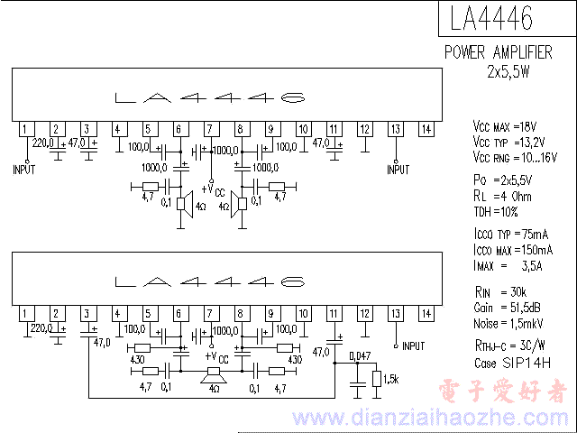 LA4446音频功放IC电路图