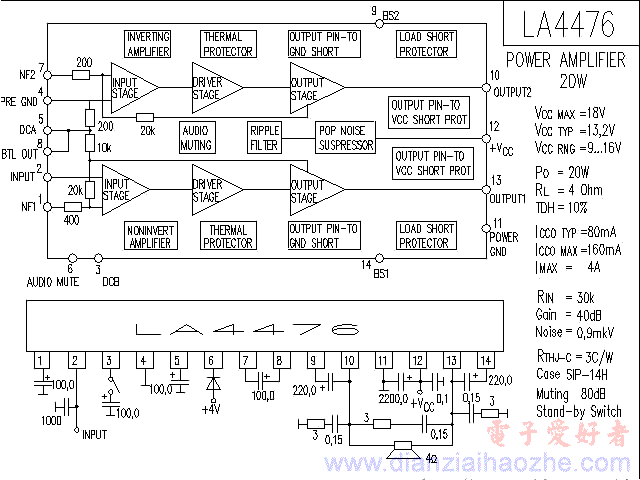 LA4476音频功放IC电路图