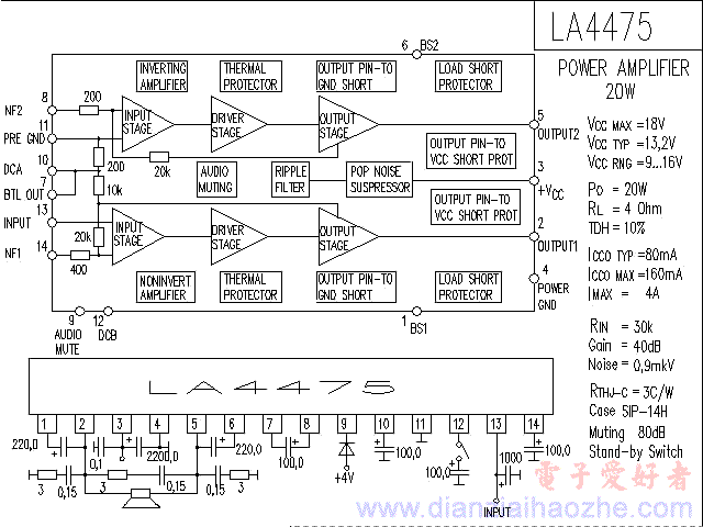 LA4475音频功放IC电路图