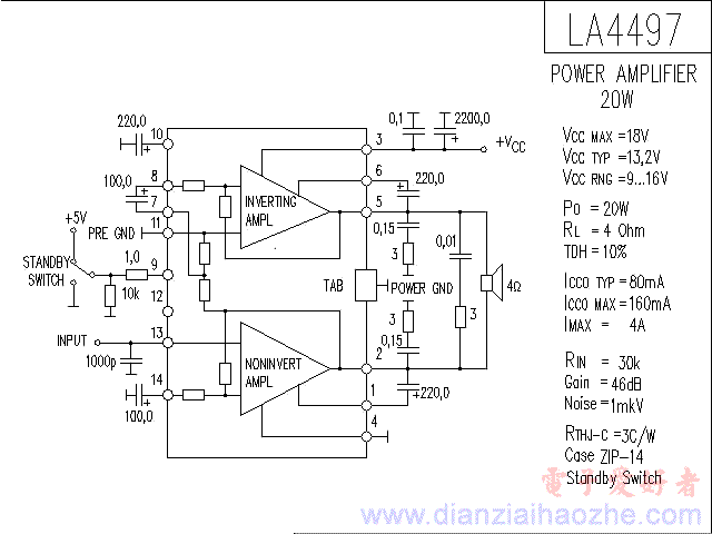 LA4497音频功放IC电路图