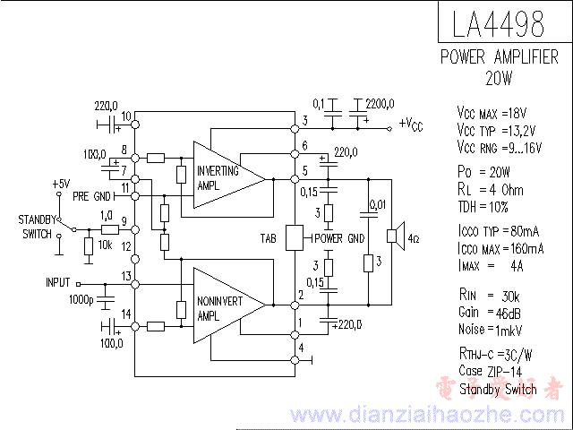 LA4498音频功放IC电路图