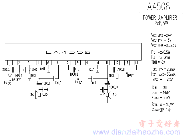 LA4508音频功放IC电路图