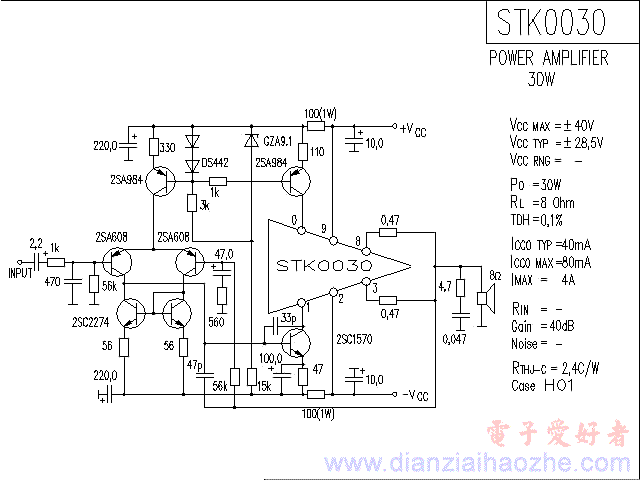 STK0030音频功放IC电路图