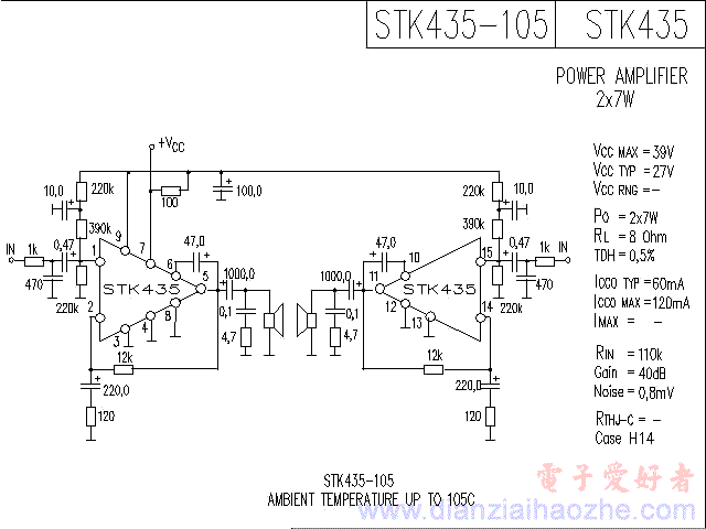 STK435/STK435-105音频功放IC电路图