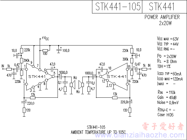 STK441/STK441-105音频功放IC电路图