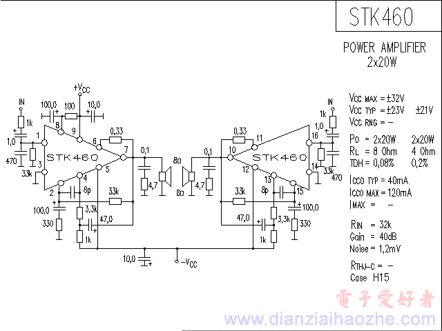 STK460音频功放IC电路图