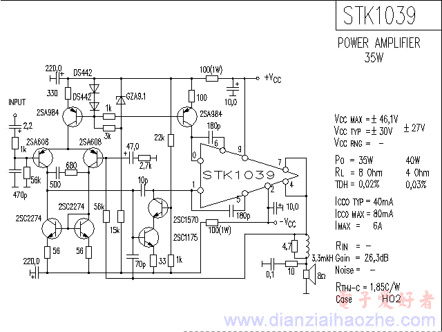 STK1039音频功放IC电路图