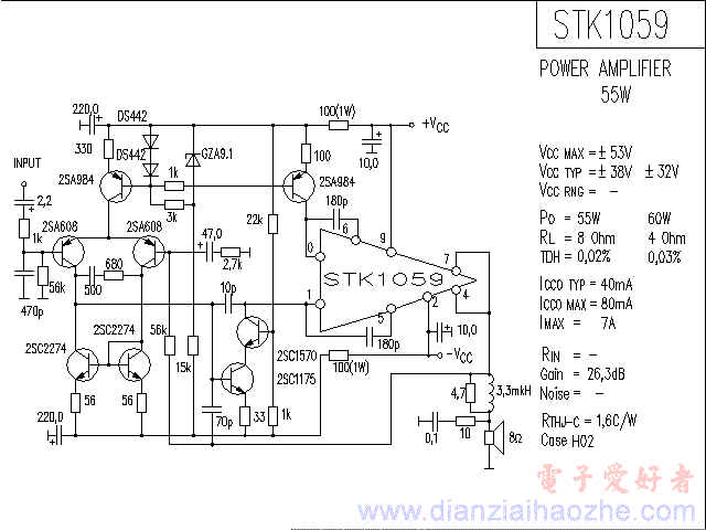 STK1059音频功放IC电路图
