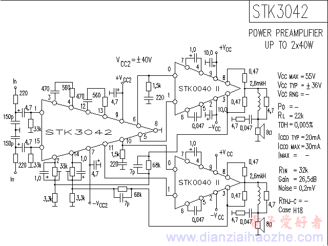 STK3042音频功放IC电路图
