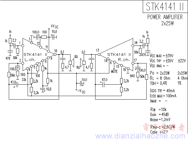 stk4142功放电路图图片