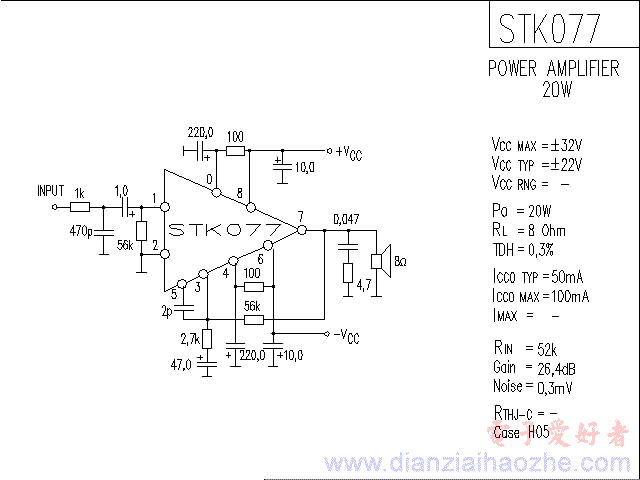 STK077音频功放IC电路图