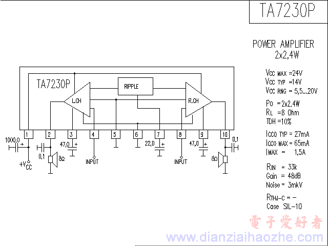 TA7230P音频功放IC电路图