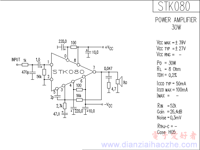 STK080音频功放IC电路图